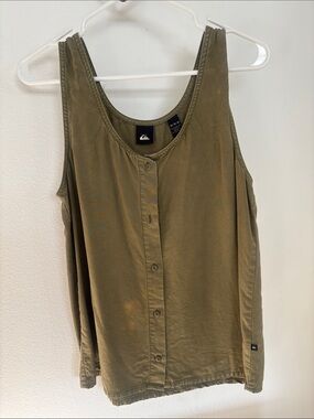 Quiksilver Olive Button-Front Sleeveless Tank